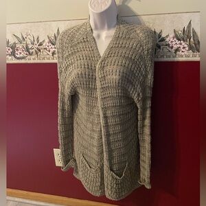 Essentials Taupe Open-Front Knit Cardigan